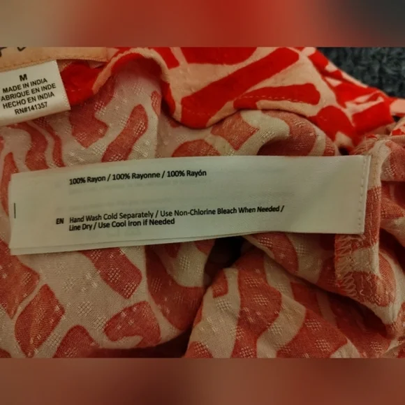 Band of the Free Medium Orange & Cream Criss Cross Spaghetti Strap Summer Dress - Picture 11 of 11